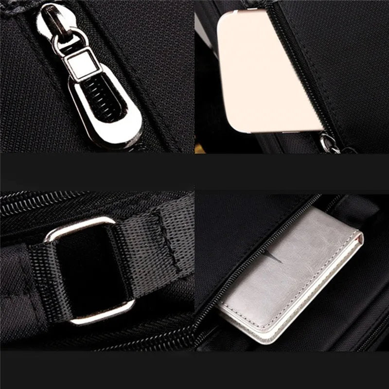 OSKA Men's Shoulder Briefcase Bags Oxford Cloth - Brown