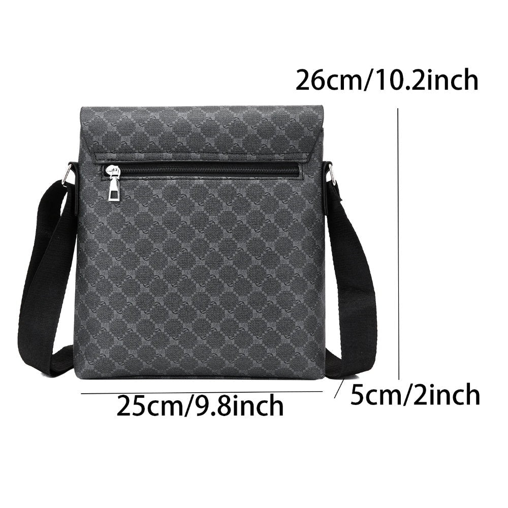 OSKA Men's Casual PU Leather Shoulder Bag - Gray