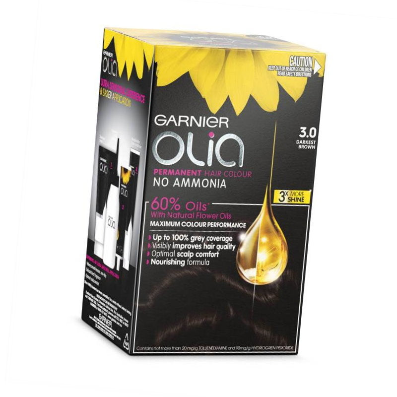 Garnier Olia Bold Permanent Hair Colour - 3.0 Darkest Brown