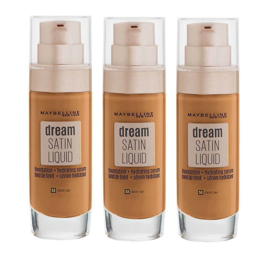 3x Maybelline Dream Satin Liquid Foundation with Hydrating Serum 53 Classic Tan