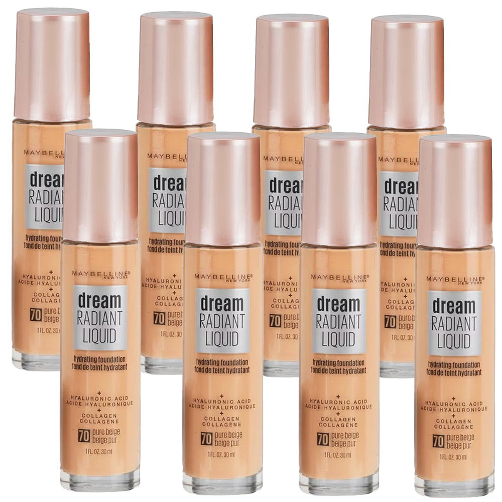 8pk Maybelline Dream Radiant Liquid Hydrating Foundation 70 Pure Beige - Makeup Warehouse Australia