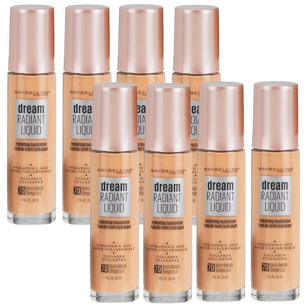 8pk Maybelline Dream Radiant Liquid Hydrating Foundation 70 Pure Beige - Makeup Warehouse Australia