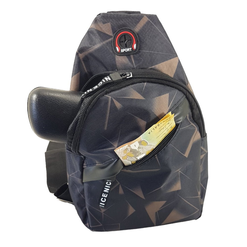 OSKA Men’s Perfect Day Bag Casual Multifunction Shoulder Bag Black & Tan - Makeup Warehouse Australia