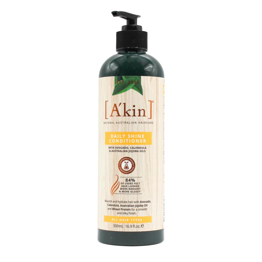 6x Akin Daily Shine Conditioner Avocado, Calendula and Australian Jojoba Oils 500ml