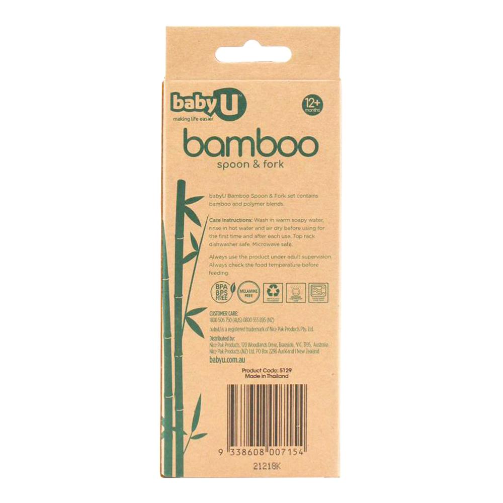 3x Baby U Bamboo Spoon and Fork Set
