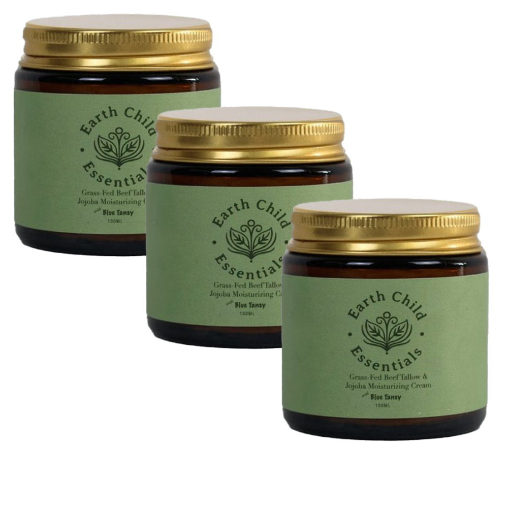 3x Earth Child Essentials Tallow and Jojoba with Blue Tansy Moisturising Cream 100ml