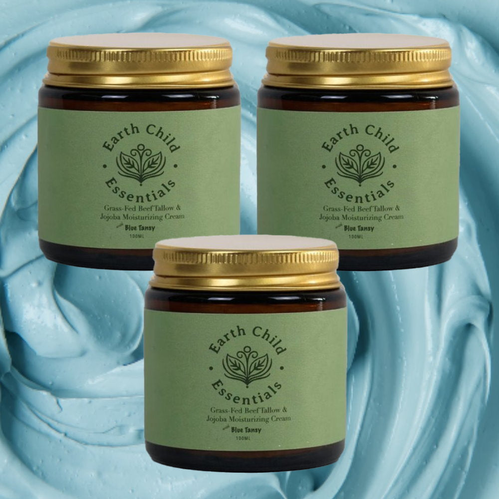 3x Earth Child Essentials Tallow and Jojoba with Blue Tansy Moisturising Cream 100ml