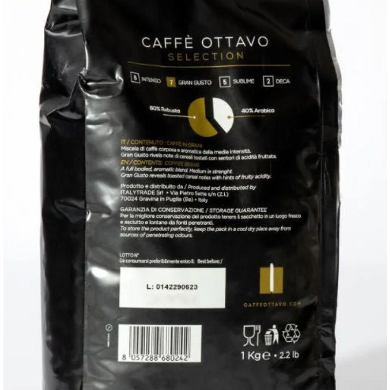 Caffè Ottavo Premium Italian Coffee Gran Gusto Coffee Beans 1kg
