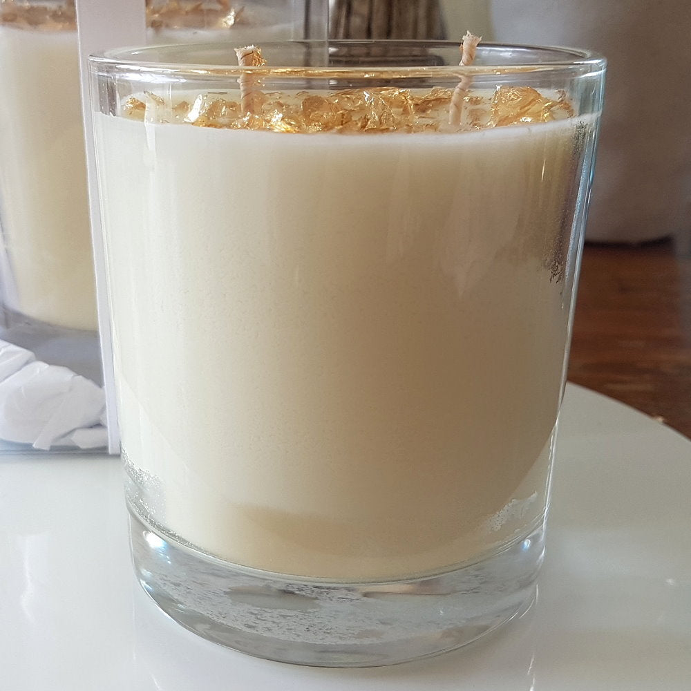 Rosy Gold Double Scented Candles XL Clear Brown Sugar & Vanilla - Makeup Warehouse Australia
