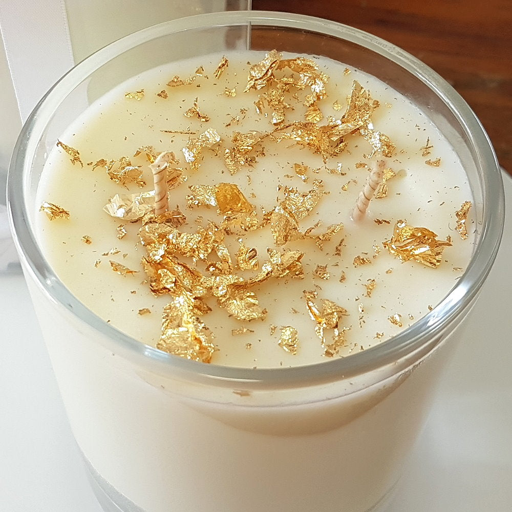 Rosy Gold Double Scented Candles XL Clear Brown Sugar & Vanilla - Makeup Warehouse Australia