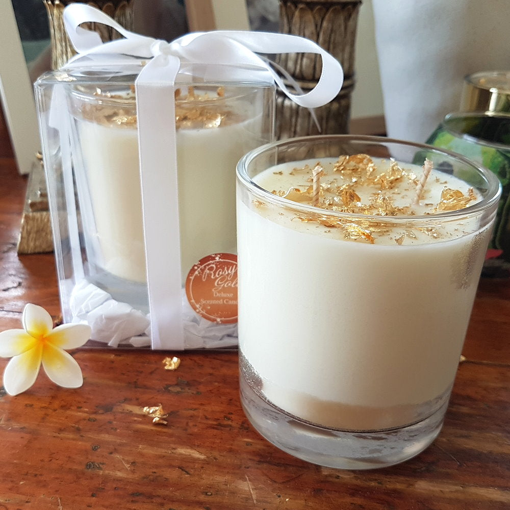 Rosy Gold Double Scented Candles XL Clear Brown Sugar & Vanilla - Makeup Warehouse Australia