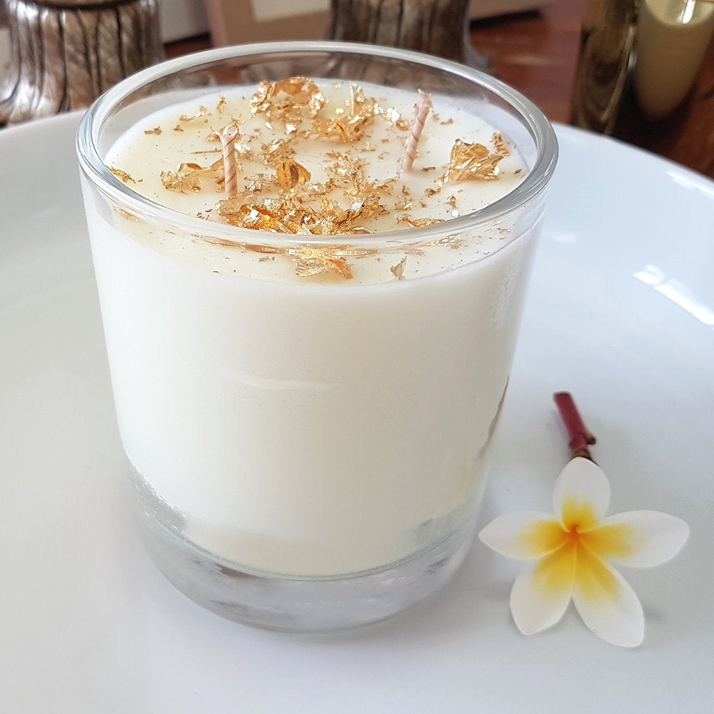 Rosy Gold Double Scented Candles XL Clear Brown Sugar & Vanilla - Makeup Warehouse Australia