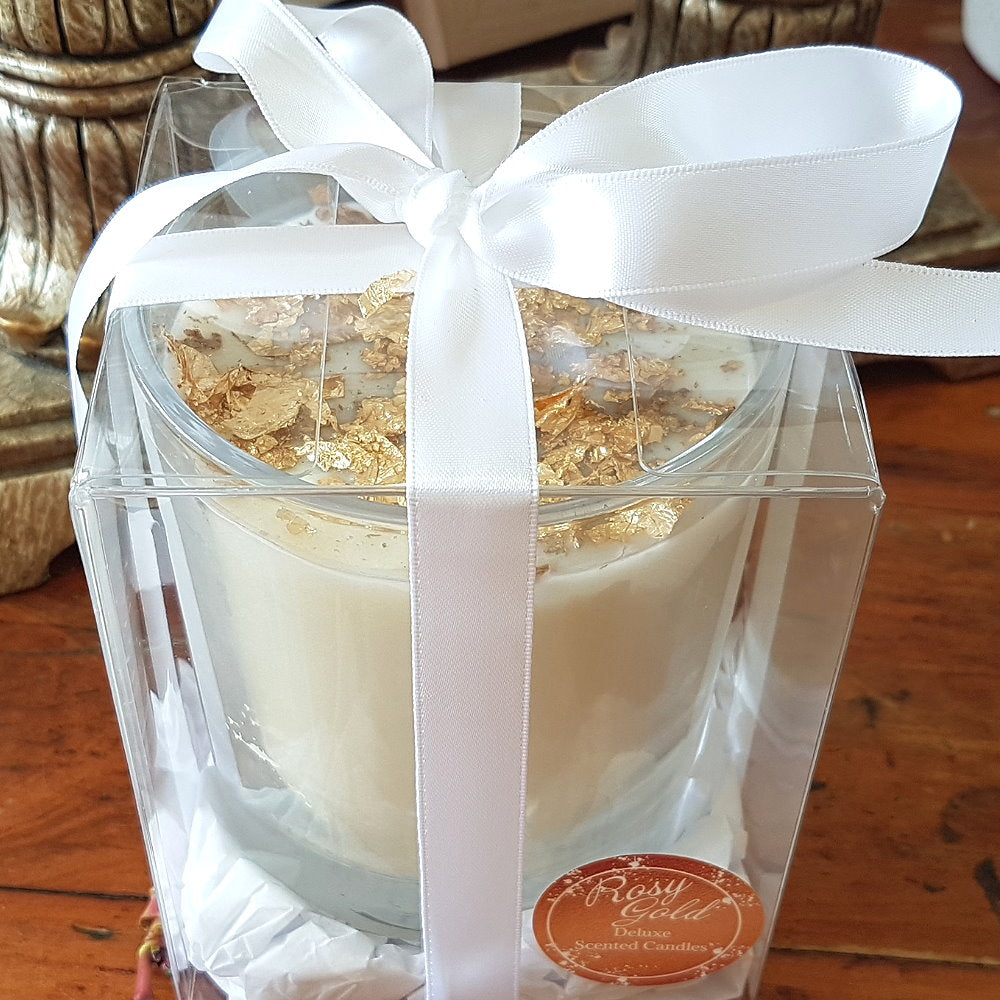 Rosy Gold Double Scented Candles XL Clear Brown Sugar & Vanilla - Makeup Warehouse Australia