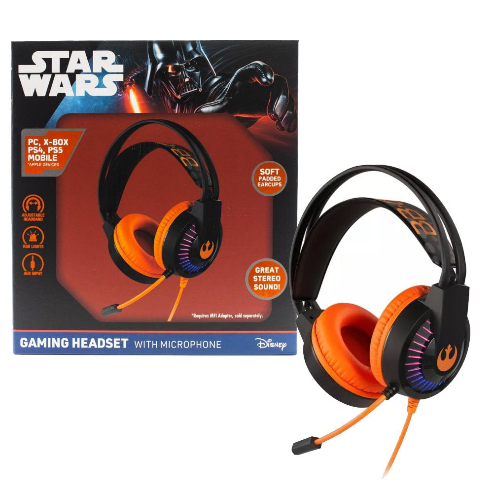 2x Disney Star Wars Gaming Headset with Microphone Black Orange