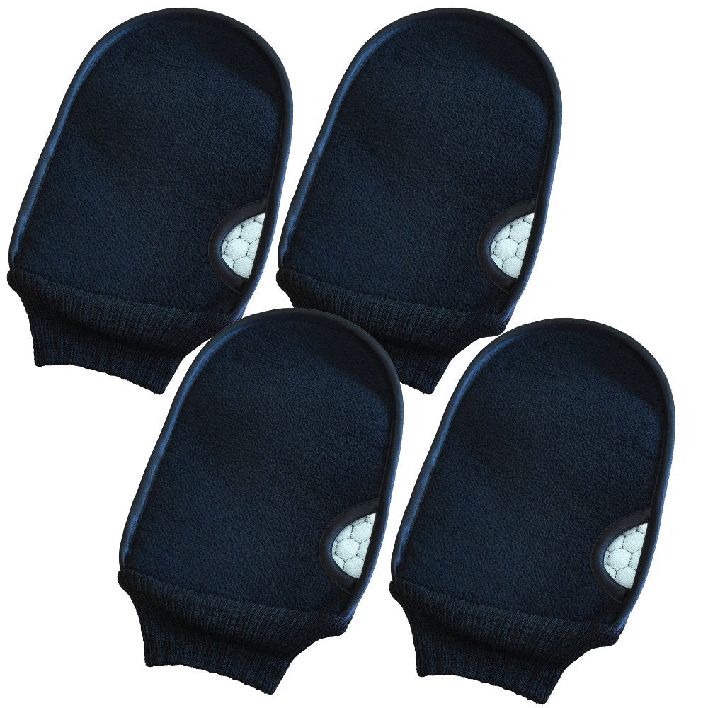 4pk Exfoliating Glove Dual Sided with Thumb Hole Black - Skincare Tanning Makeup Warehouse Australia