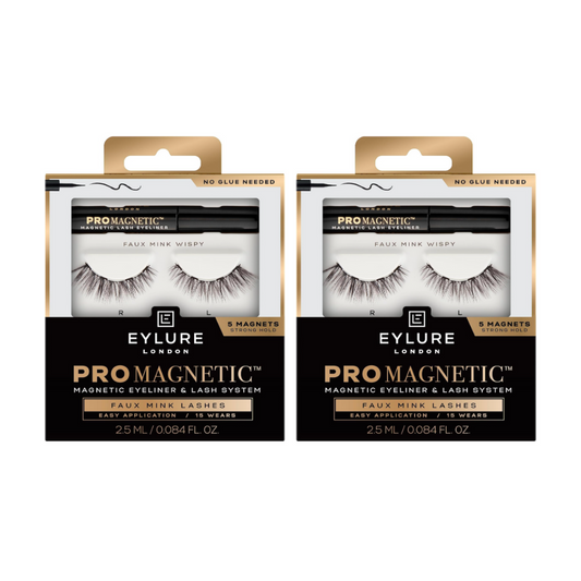 2x Eylure London Pro Magnetic Eyeliner & Lash System False Lashes 2.5mL Faux Mink Wispy