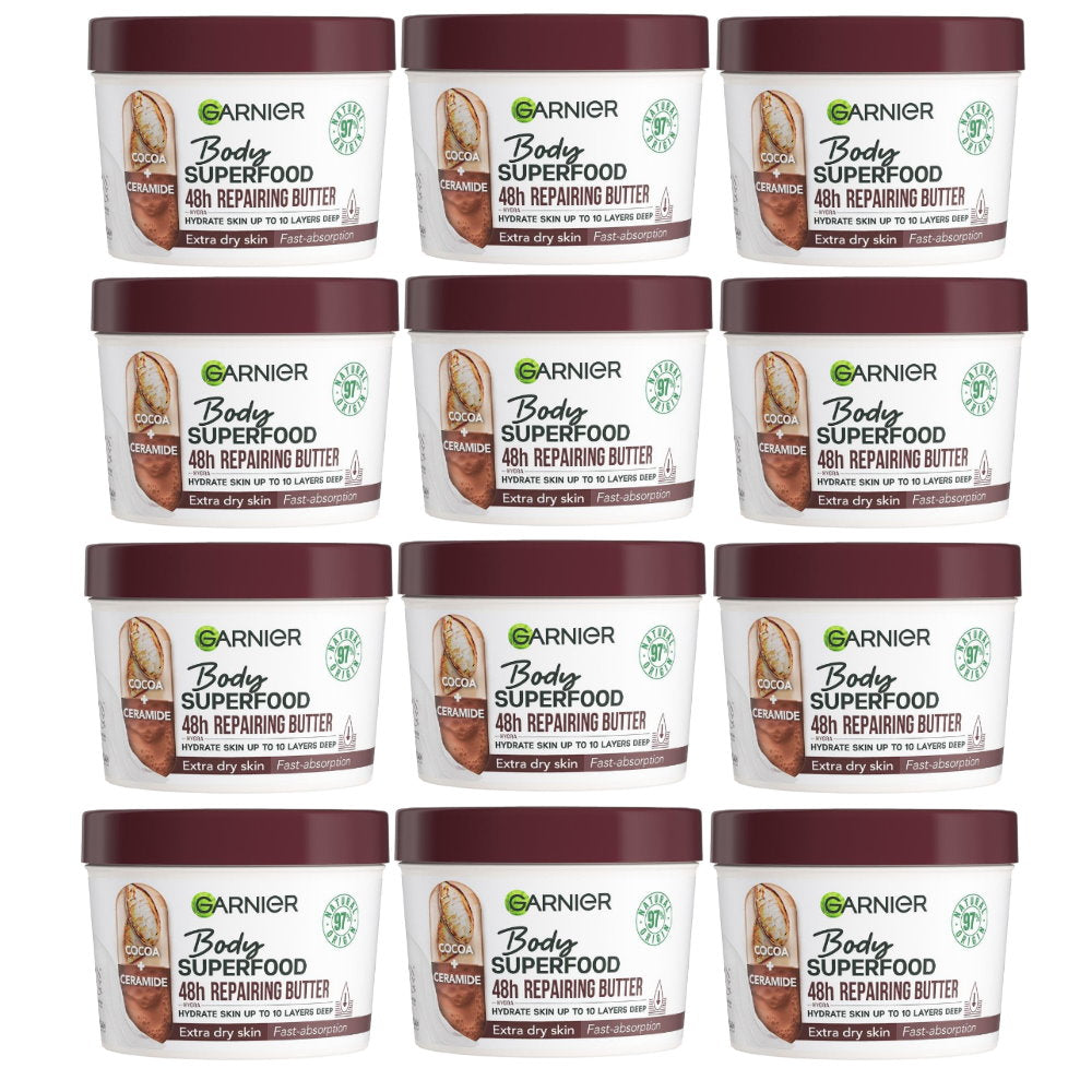 12x Garnier Body Superfood Cocoa & Ceramide Body Cream 380ml