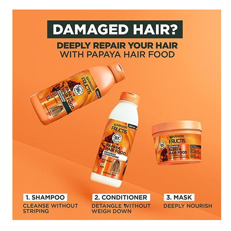 12x Garnier Fructis Hair Food Nourishing Papaya Shampoo For Dry Hair 350ml