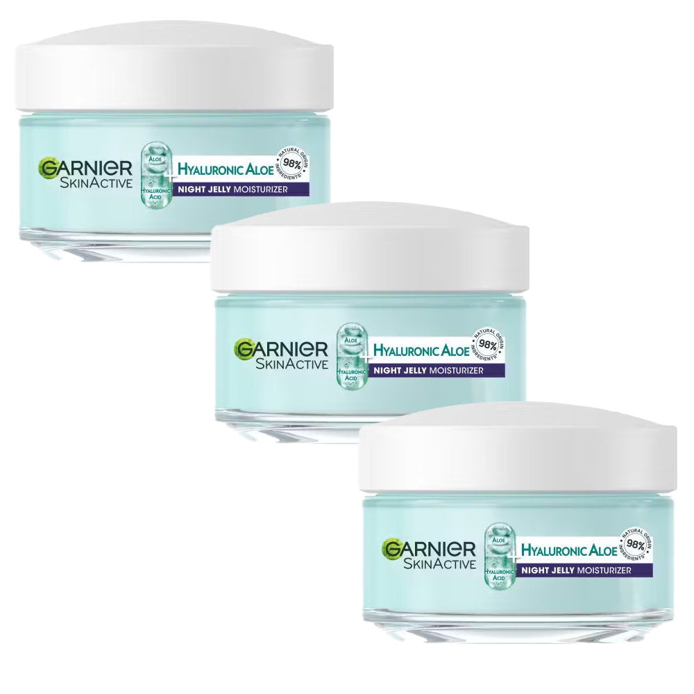 3x Garnier Skin Active Hyaluronic Aloe Hydrating Night Jelly Moisturiser 50ml