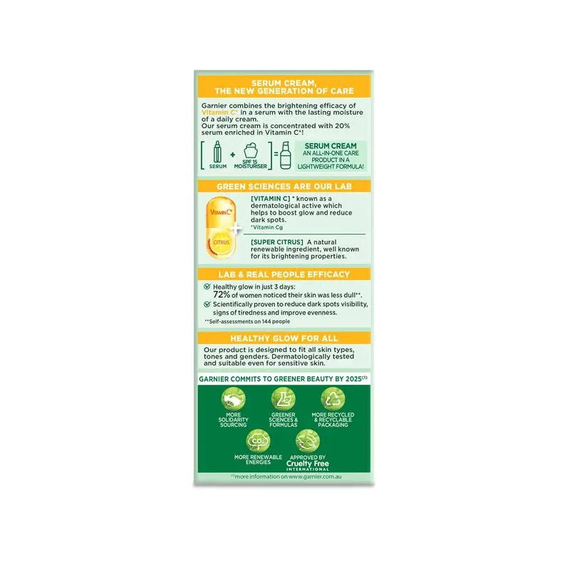 Garnier Skin Active Vitamin C 2 in 1 Brightening Serum Cream SPF15 50ml