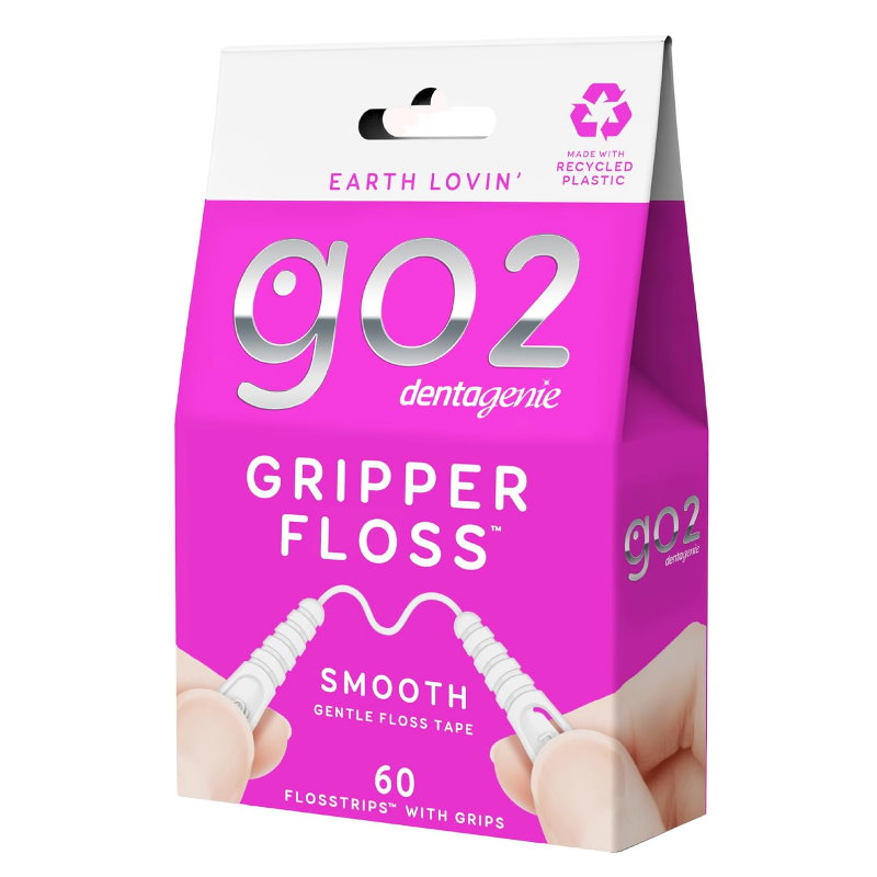 6x Go2 Dentagenie Gripper Smooth Dental Floss - 60 Flosstrips with Grips