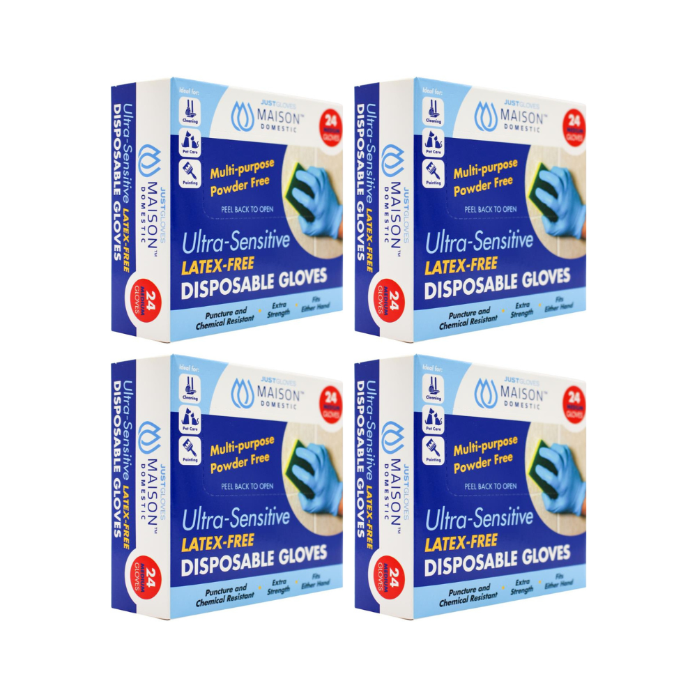 4x Just Gloves Ultra-Sensitive Latex Free Disposable Gloves 24 Medium Gloves