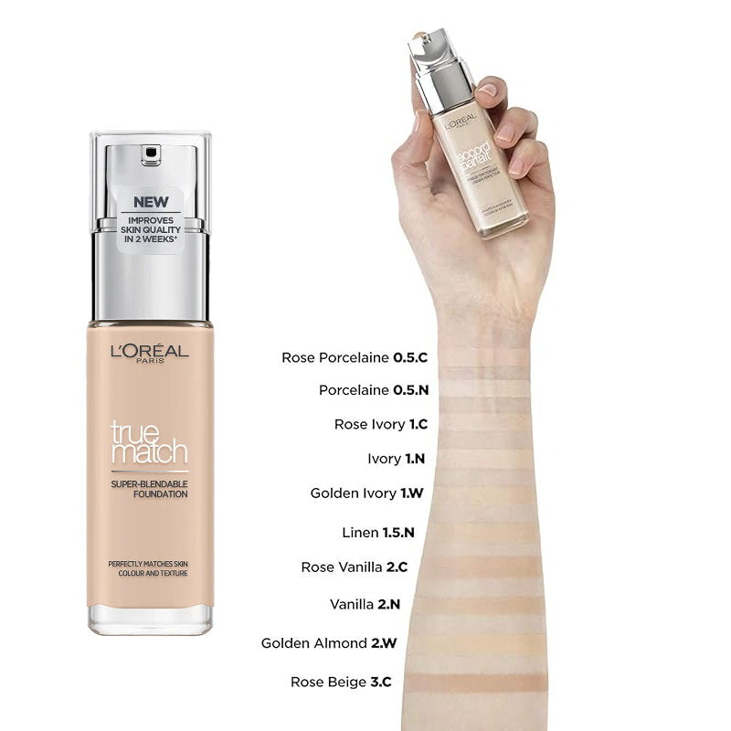 6x L'Oreal Paris True Match Super Blendable Liquid Foundation 30ml 2C Rose Vanilla