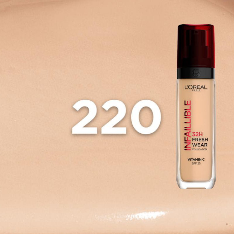 6x L'Oreal Paris Infallible 32H Freshwear Foundation 30ml 220 Sand / Neutral Undertone
