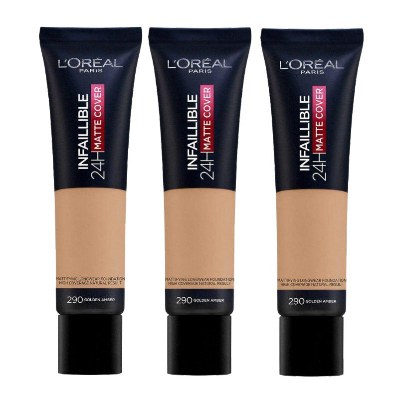 3x L'Oreal Paris Infaillible 32H Matte Cover Foundation 30ml 290 Neutral Undertone
