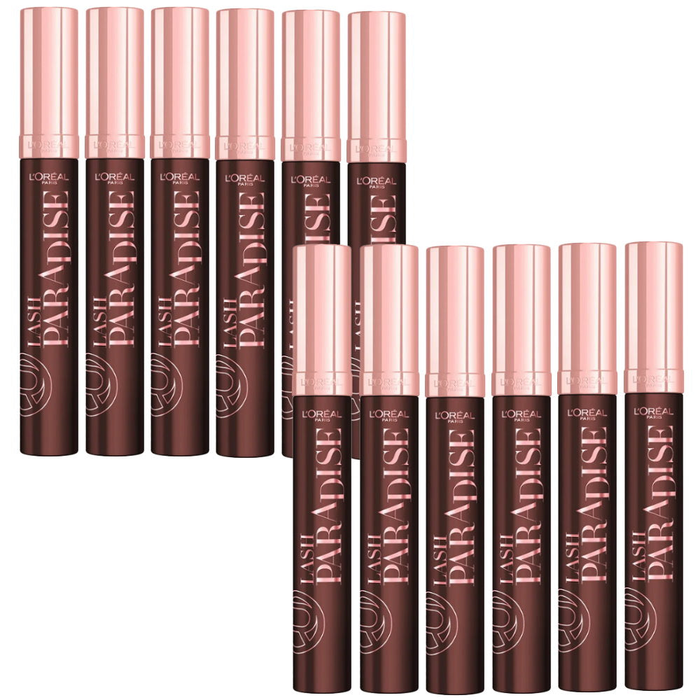 Free Shipping 12x L'Oreal Paris Lash Paradise Mascara Black Brown - Makeup Warehouse Australia