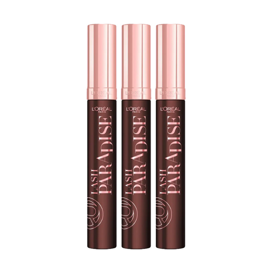 3x L'Oreal Paris Lash Paradise Mascara 6.4ml Black Brown