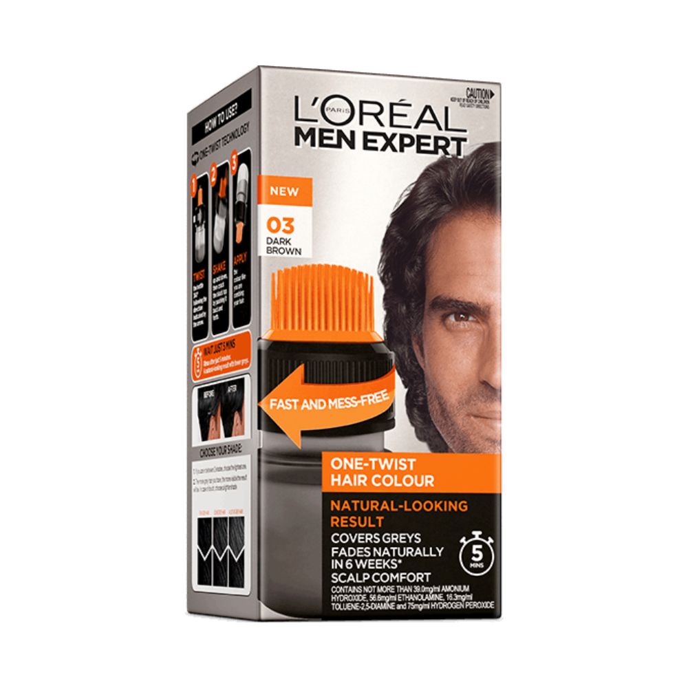 6x L'Oreal Paris Men Expert One Twist Hair Colour 03 Dark Brown