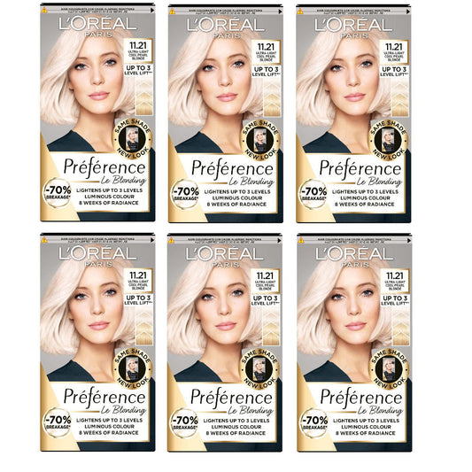 Free Shipping 6x L'Oreal Paris Preference Hair Colour 11.21 Moscow Ultra Light Cool Pearl Blonde - Makeup Warehouse Australia