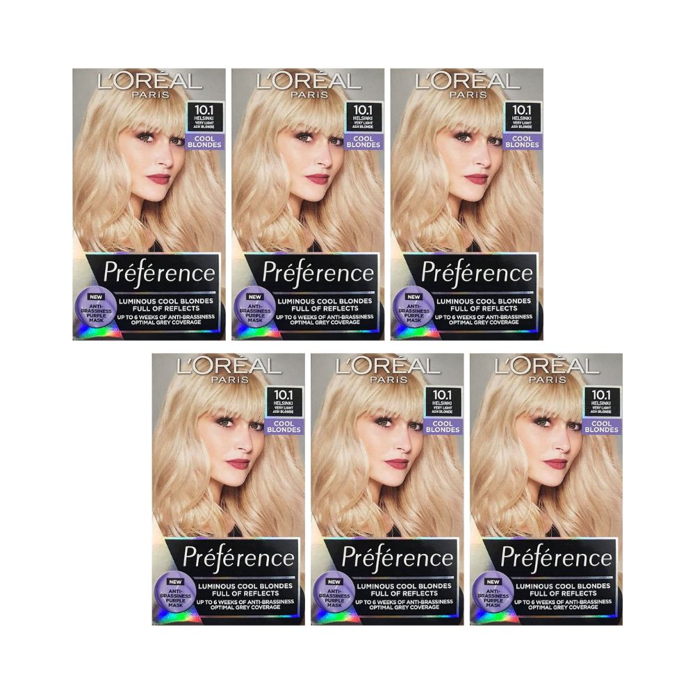 6x L'Oreal Paris Preference Permanent Hair Colour 10.1 Helsinki Very Light Ash Blonde