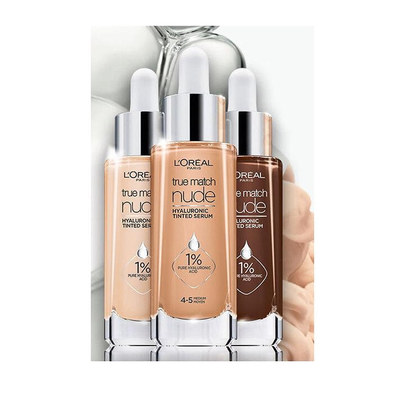 3x L'Oreal Paris True Match Nude Plumping Tinted Serum 30ml 3-4 Light Medium