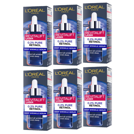 6x L'Oreal Revitalift Laser Pure Retinol Night Serum 30ml