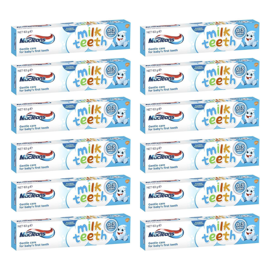 12x Macleans Milk Teeth Toothpaste 0-3 years 63g