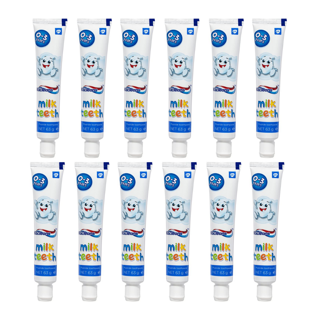 12x Macleans Milk Teeth Toothpaste 0-3 years 63g
