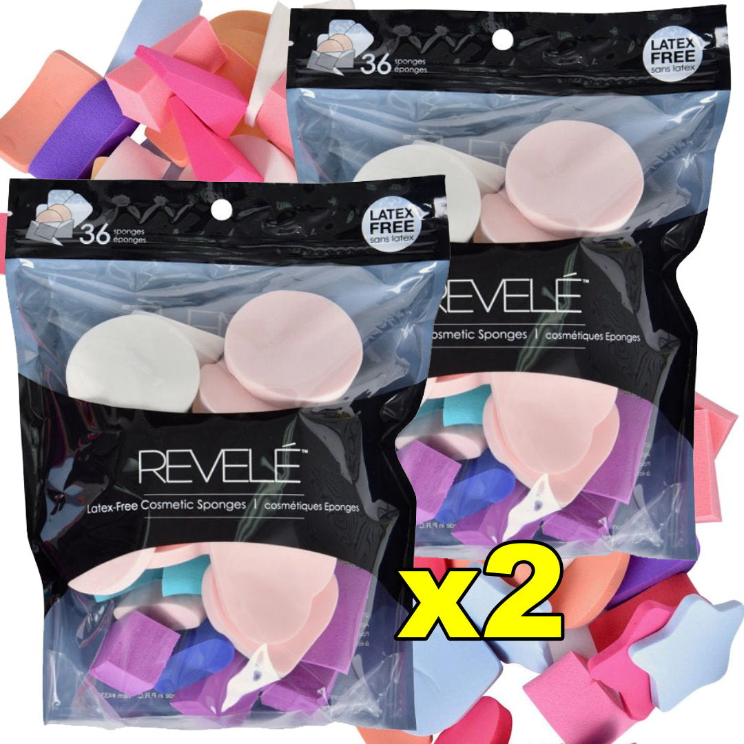 2x REVELE Latex Free Makeup Sponges for Foundation Cream and Powder 36 Pcs