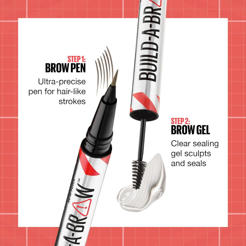 3x Maybelline Build A Brow 2 in 1 Pen Sealing Gel Eyebrow 260 Deep Brown