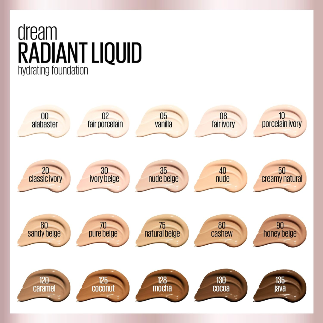 6 x Maybelline Dream Radiant Liquid Foundation 30mL 125 Coconut