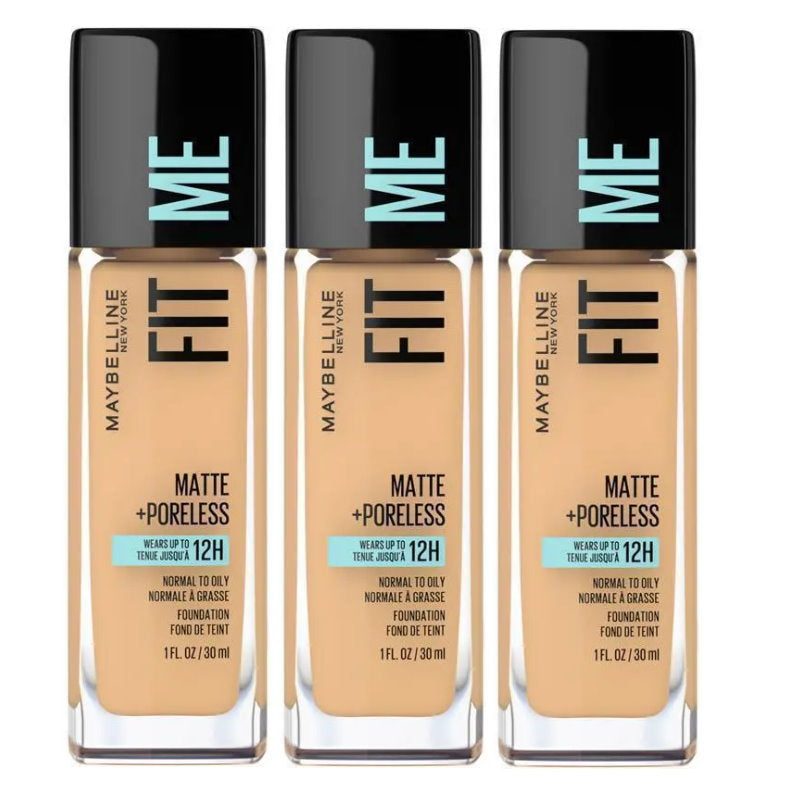 3x Maybelline Fit Me Matte & Poreless Mattifying Liquid Foundation 30ml 228 Soft Tan