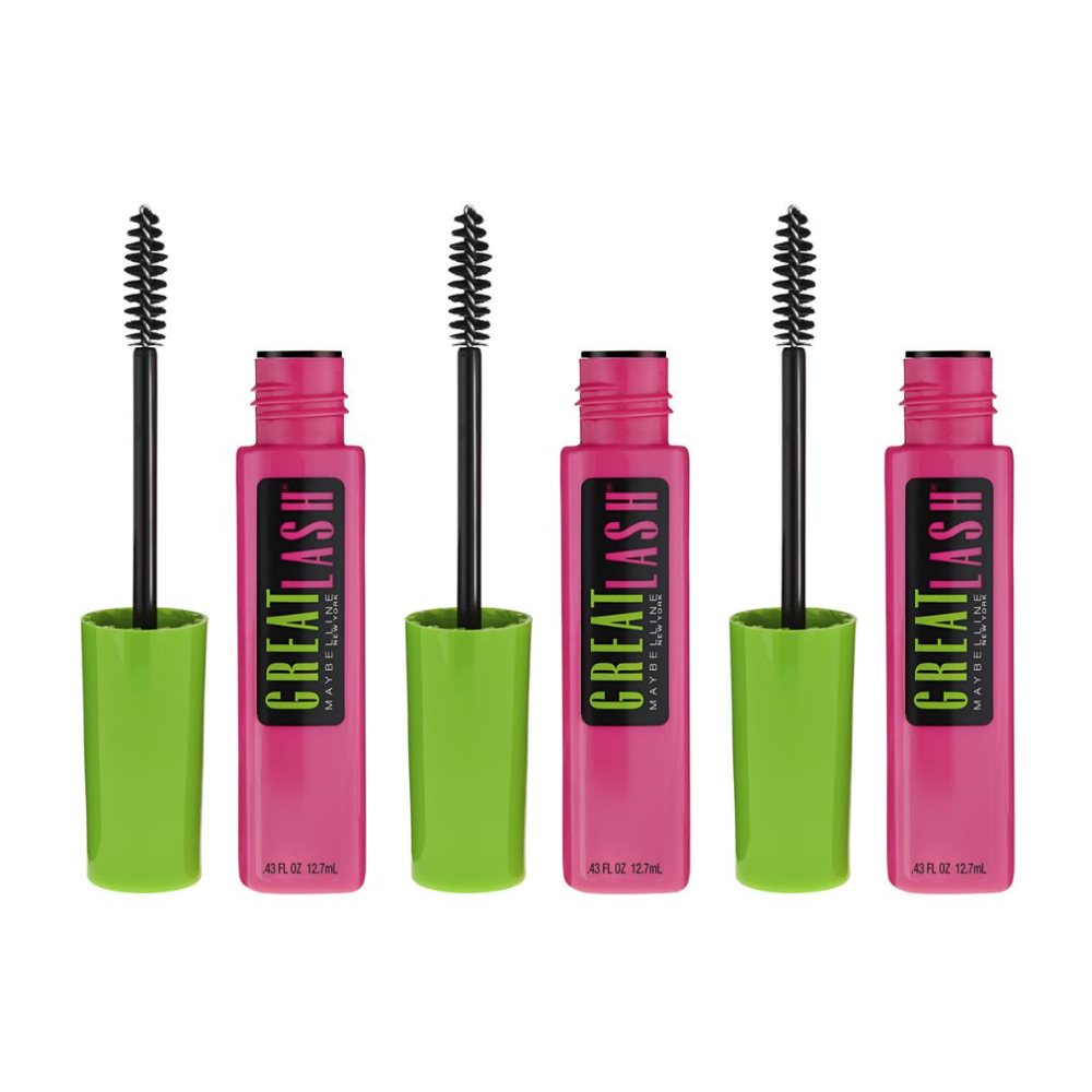 3x Maybelline Great Lash Washable Mascara 101 Very Black 12.7ml