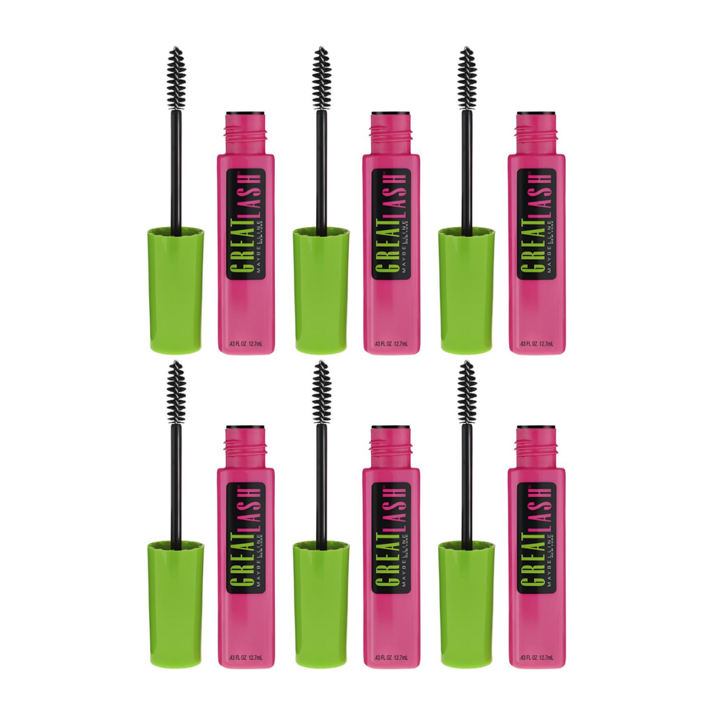 6x Maybelline Great Lash Washable Mascara 101 Very Black 12.7ml