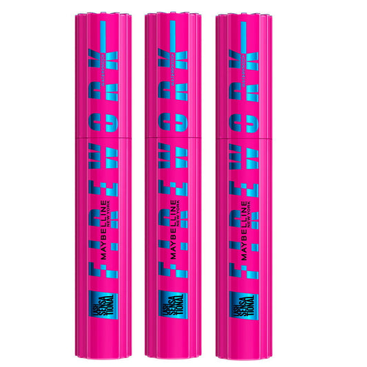 3x Maybelline Lash Sensational Firework Waterproof Mascara 8.75ml Blackest Black
