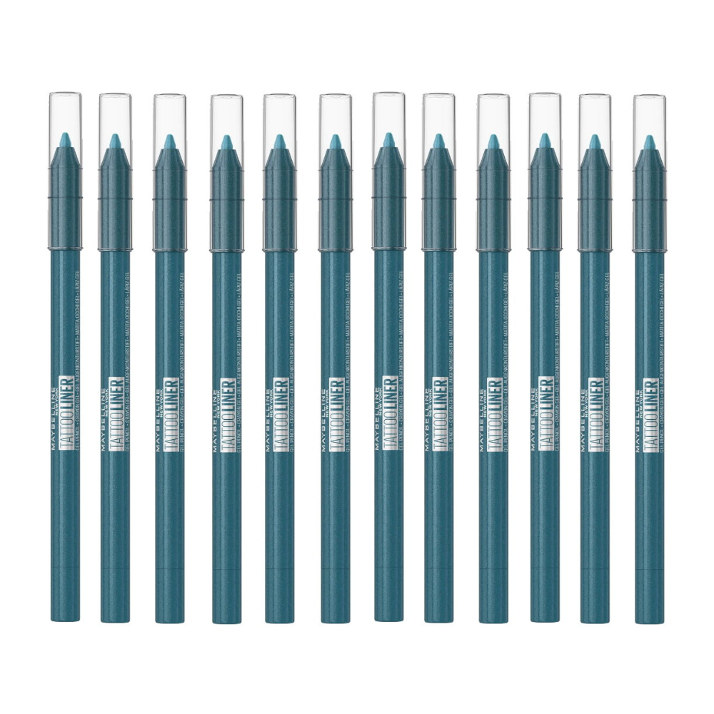 12x Maybelline Tattoo Gel Pencil Eyeliner 1.3g 814 Blue Disco