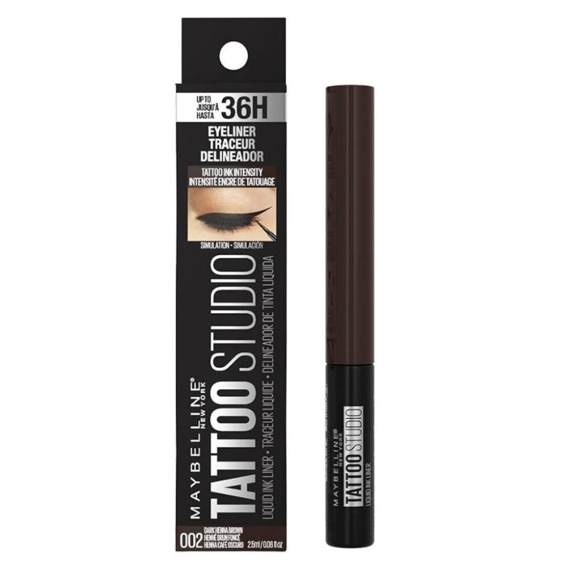 6x Maybelline Tattoo Studio Liquid Ink Eyeliner 002 Dark Henna Brown