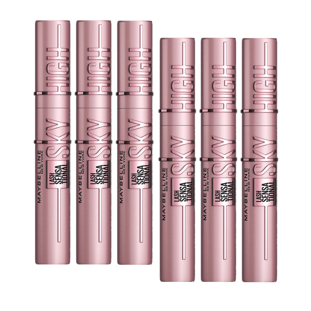 6x Maybelline Lash Sensational Sky High Mascara 801 Very Black Washable (carded)