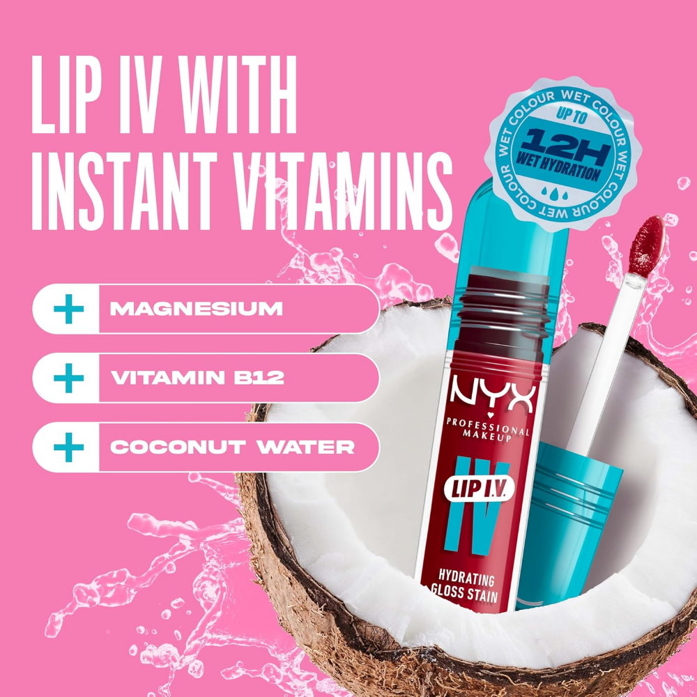 3x NYX Lip IV Hydrating Lip Gloss Serum 5ml 08 Red-y.Set.Wet
