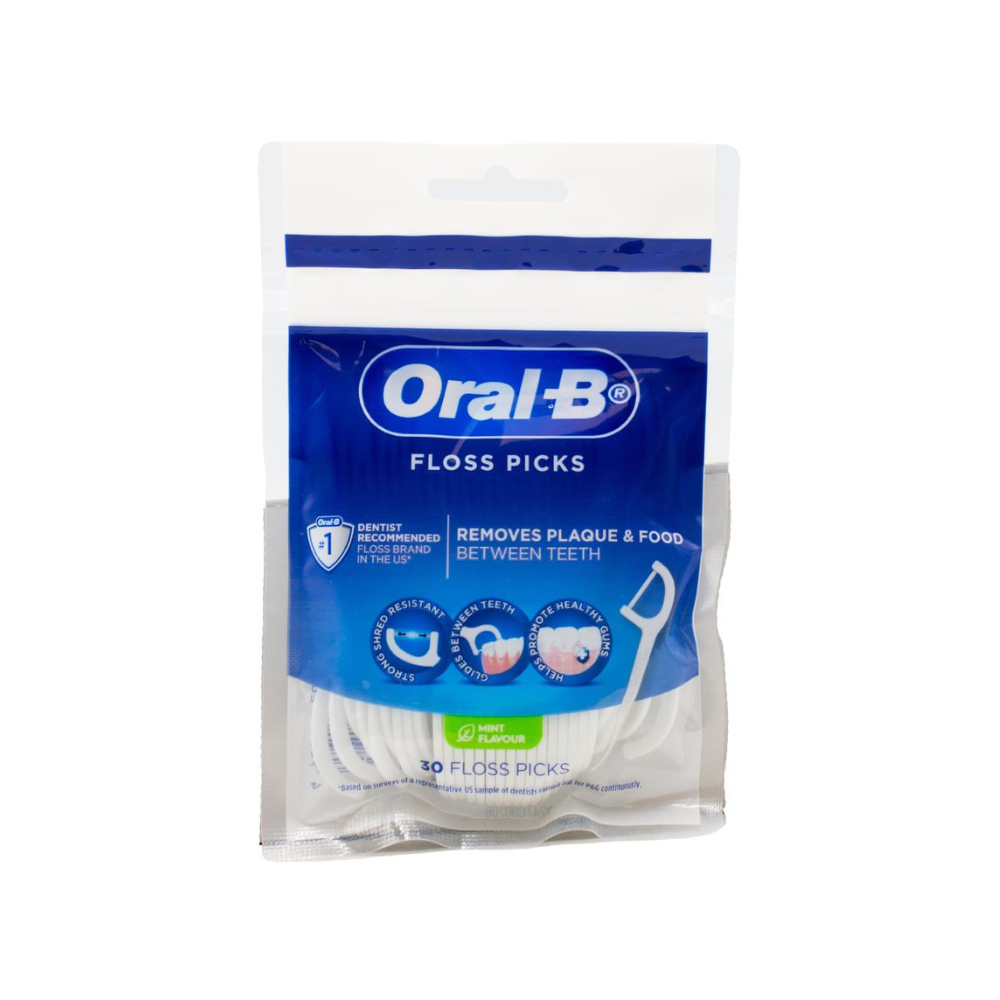 6x Oral B Floss Picks Mint Flavour 30pk